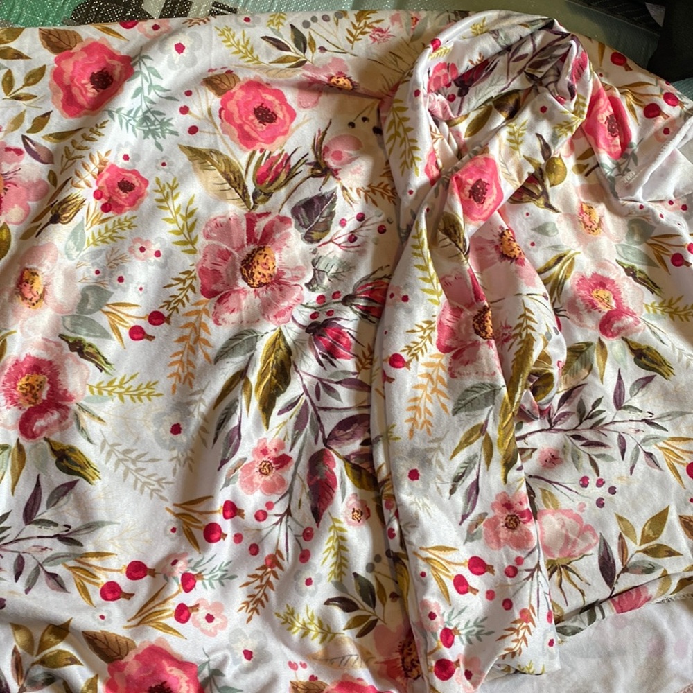 Baby swaddle blanket head wrap bow newborn girl pink floral flowers